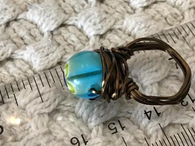 Handcrafted Glass Copper Ring Size 6