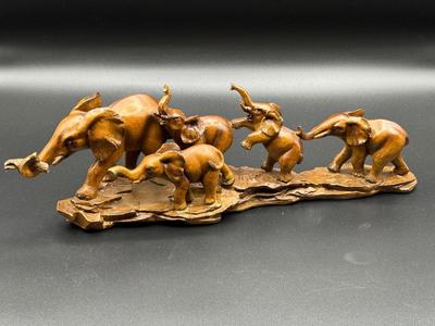 Wood elephant family