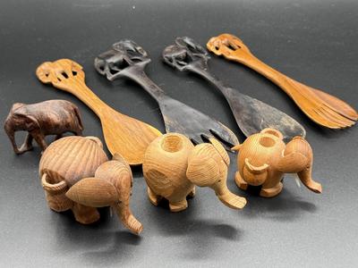 Elephant serving utensils lot