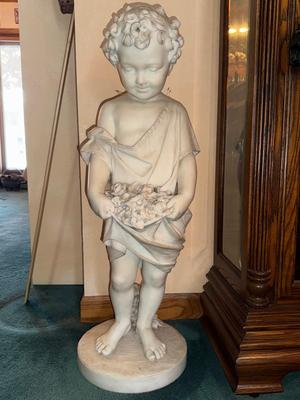 Marble statue-signed by the artist stands 33" tall. 1st floor.