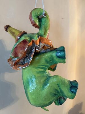 Paper Mache circus elephant from Mexico--signed by artist--21" long