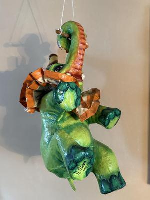 Paper Mache circus elephant from Mexico--signed by artist--21" long