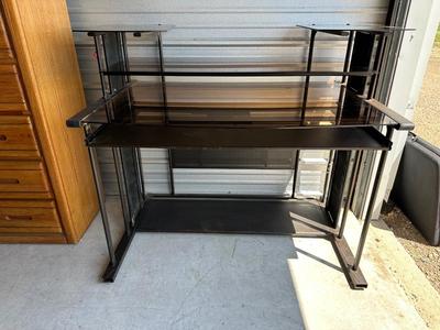 GLASS TOP TIERED DESK