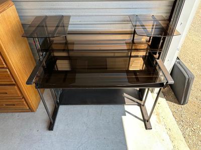 GLASS TOP TIERED DESK