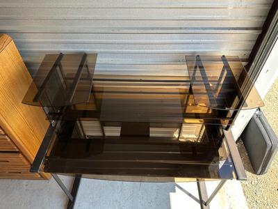 GLASS TOP TIERED DESK