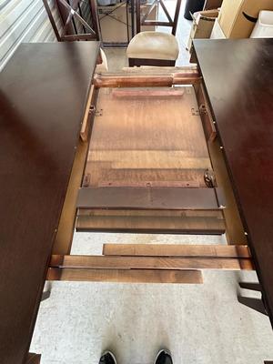 COUNTER HEIGHT DINING TABLE W/BUTTERFLY LEAF AND 8 CHAIRS PLUS A REMOVABLE LAZY SUSAN