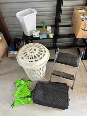 FOLDING STEP STOOL, WASTE CANS, LAUNDRY HAMPER, NEW BANDAIDS AND MORE
