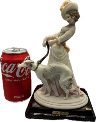 Capodimonte Figure Woman with Greyhound NO BOX