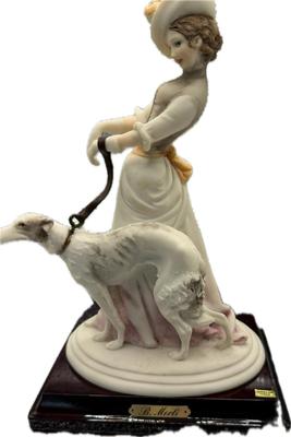 Capodimonte Figure Woman with Greyhound NO BOX