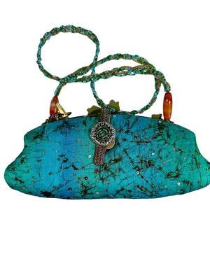 Clothing - Mary Frances Purse - Turquoise Beaded w/ flower