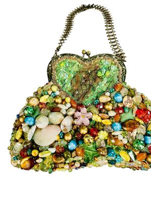 Clothing - Mary Frances Purse - Green Beaded