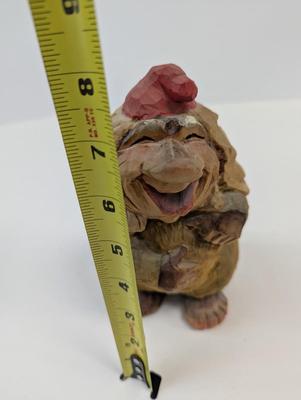 Henning Norway Hand Carved Wood Happy Troll With Cap