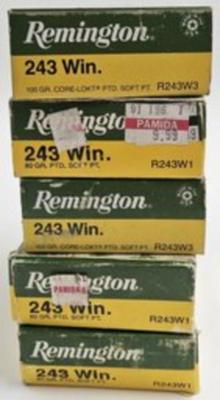 Over 140 Rounds Ammunition Remington 243 High Velocity