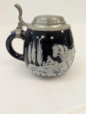 Antique AG Wick-Werke Beer Stein Cobalt Blue & White #7257