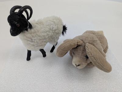 Vintage Dakin Ram & Flocked Ram Big Horn Sheep Animal Figure