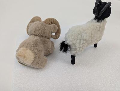 Vintage Dakin Ram & Flocked Ram Big Horn Sheep Animal Figure