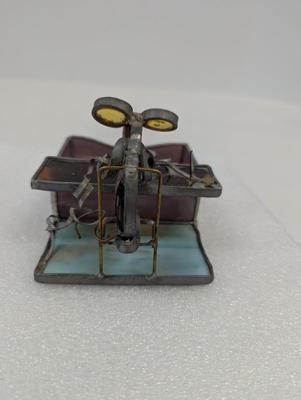 Vintage Accountant Mouse Card Holder Clear/Purple/Orange Stained Glass Holder