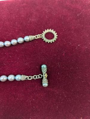 Approx 18" Weight 3ozs Barbara Bixby 18K Flower Freshwater Pearl Necklace .925 Silver & 18k Yellow Gold