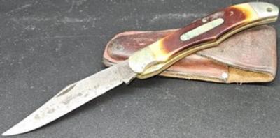 Vintage Schrade Old Timer With Sheath Folding Pocket Knife - (T1)