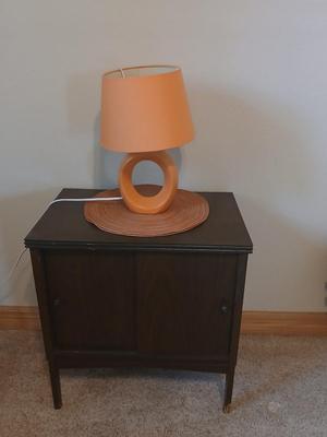 Retro and Fun Mid-Century Orange Loop Lamp with Cabinet