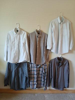 Lot of 6 Men’s Long Sleeve Plaid Shirts – Size M