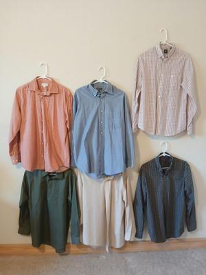 Lot of 6 Men's Long Sleeve Button-Down Shirts – Size M (15.5, 32/33)