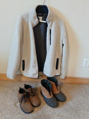 Men’s Winter Outerwear Lot – Goodfellow Fleece Jacket (M), RedHead Thinsulate Boots (Sz 8), and Casual Boots (Sz 9M)