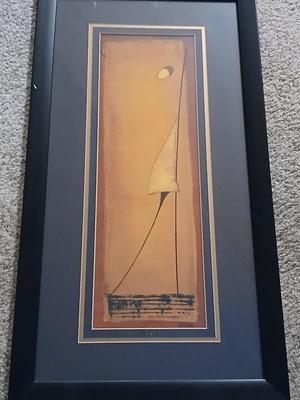 Framed Abstract Art Print Signed "ONA" Fourmi Rouge II