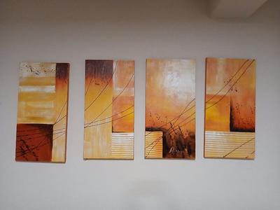 Set of 4 Abstract Canvas Panels – Total Size 40" x 24.5" x 1.5" Each