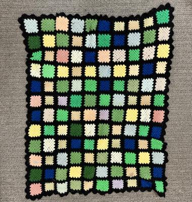 Sale Photo Thumbnail #224: It has a small stain and one panel has been repaired = see photos. Size is 30" x 38"
