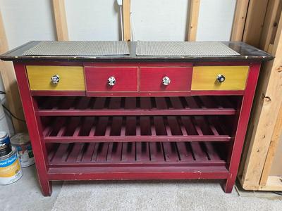 Painted Wood Wine Rack Sideboard with Drawers – 48” Wide