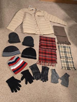Men’s Winter Outerwear & Accessories Lot – Jackets, Scarves, Beanies & Gloves