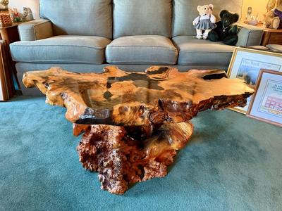 Vintage Live Edge Buckeye Burl Wood Table
