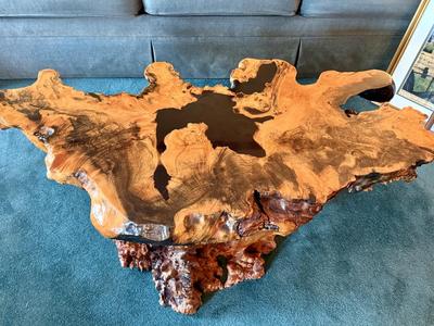 Vintage Live Edge Buckeye Burl Wood Table