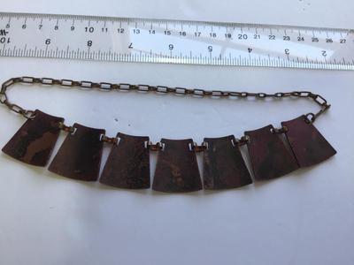 Enamel Handpainted Copper Tone Panel necklace