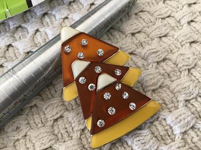 Rhinestone Candy Corn Brooch