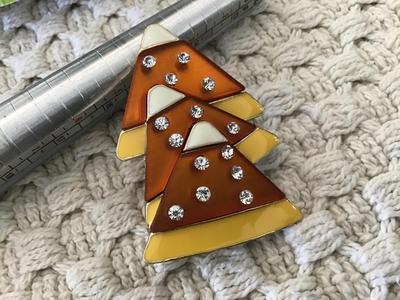 Rhinestone Candy Corn Brooch