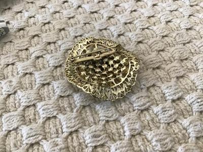 Rhinestone Gold Tone Vintage Brooch