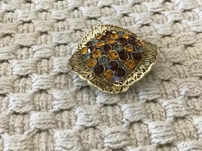 Rhinestone Gold Tone Vintage Brooch