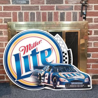 LOT 228: Vintage Miller Lite Rusty Wallace Nascar Metal Sign