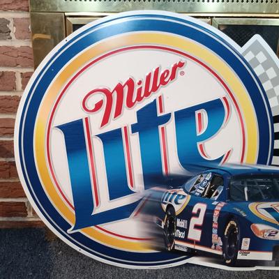 LOT 228: Vintage Miller Lite Rusty Wallace Nascar Metal Sign