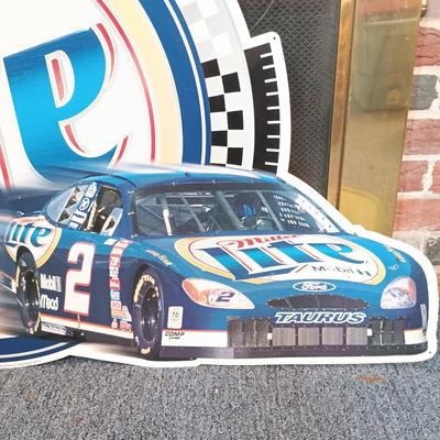 LOT 228: Vintage Miller Lite Rusty Wallace Nascar Metal Sign
