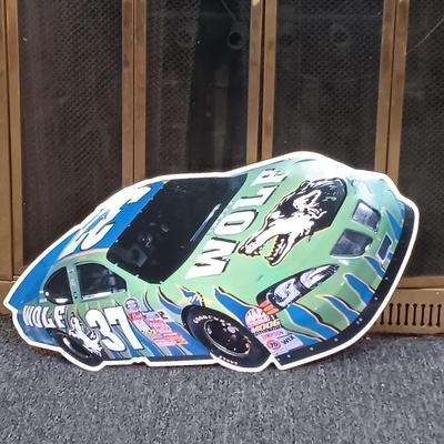 LOT 229: Timber Wolf Mark Green #37 Metal Nascar Sign 2003
