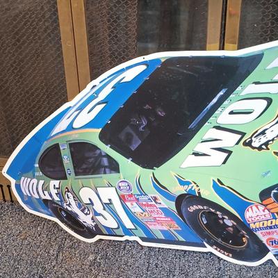 LOT 229: Timber Wolf Mark Green #37 Metal Nascar Sign 2003