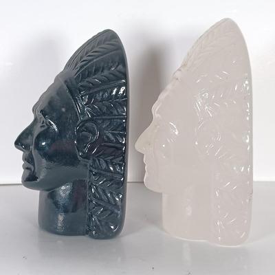 LOT 240: Glass Bookends, Hazel Atlas Child's Mug, Milk Glass Vase & Peanut Butter Drinking Glass