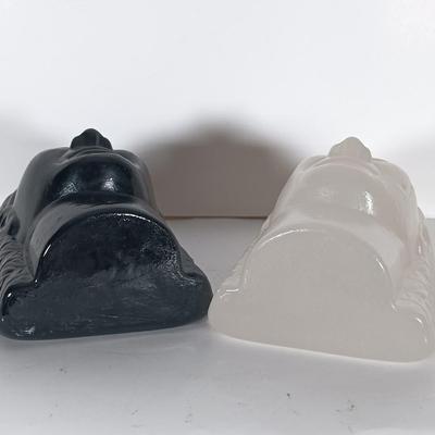 LOT 240: Glass Bookends, Hazel Atlas Child's Mug, Milk Glass Vase & Peanut Butter Drinking Glass