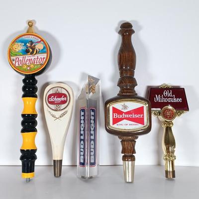 LOT 243: Vintage Beer Tap Handles - Plastic Old Milwaukee, Acrylic Bud Light, Wood Budweiser & More