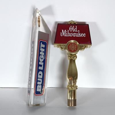 LOT 243: Vintage Beer Tap Handles - Plastic Old Milwaukee, Acrylic Bud Light, Wood Budweiser & More