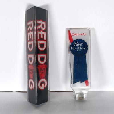 LOT 300: Vintage Beer Tap Handles - Wood Bud Light, Plastic Coors Light, Acrylic Pabst Blue Ribbon & More