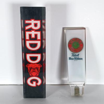 LOT 300: Vintage Beer Tap Handles - Wood Bud Light, Plastic Coors Light, Acrylic Pabst Blue Ribbon & More